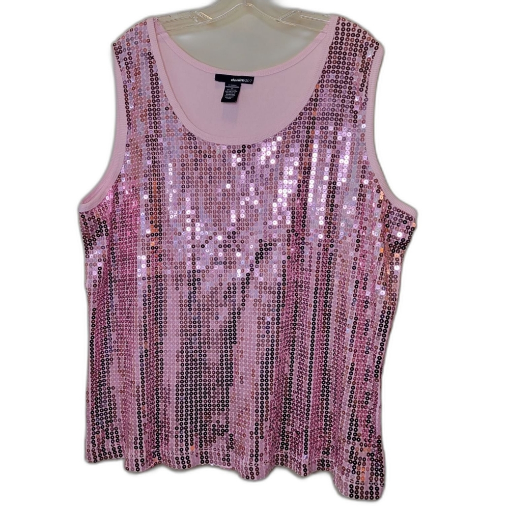 Pink sequence tank top 2x